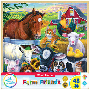 MasterPieces Wood Fun Facts - Farm Friends 48 Piece Wood Jigsaw Puzzle