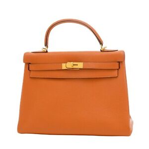 Hermès Kelly 25 Orange Leather Handbag Authentic