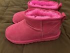 NEW UGG UGGS Classic Ultra Mini Ankle Boot in Hot Pink Shearling Interior Size 7