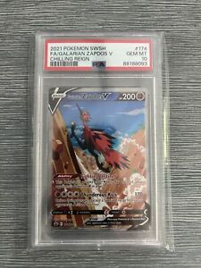PSA 10 Galarian Zapdos V Alt Art Chilling Reign 2021 Pokemon Card 174/198