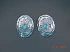 VINTAGE Signed NAVAJO Sterling Silver & Turquoise Clip-On Earrings