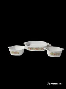 Vintage Corning Ware Spice Of Life Casserole dishes cookware - Set Of 3 No Lids