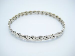 Mexico Sterling Silver 6mm Mexico Weave Bangle Bracelet 7.5