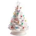 Raz White Ceramic Light Up Christmas Tree Tabletop Figurine 8 Inch