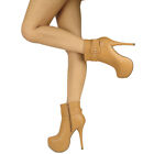 Womens Ankle Boots Buckle Sexy Hidden Platform High Heel Shoes Brown