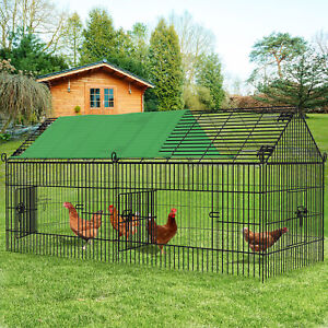 Metal Chicken Coop Large Chicken Run Rabbit Enclosure Pen Pet Playpen With Cover