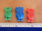 LOT OF 3 VINTAGE, ORIGINAL 1960s MINIATURE RAT FINK RING GUMBALL CHARMS, ED ROTH