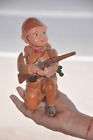 Vintage Wind Up Fine Brown Celluloid Army/Military Soldier With Gun Toy,Japan