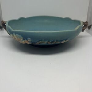 Roseville Pottery Apple Blossom 328-8, Double Handled Console Bowl, Blue