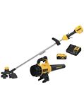 DEWALT Brushless Cordless Straight Shaft Weed Trimmer Leaf Blower Combo 4ah & Ch