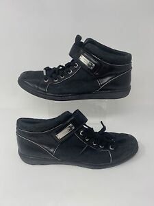 Coach Womens Zany Mid-Top Sneaker Tennis Shoes Sz 10M Black Lace-Up+ Cross Strap