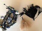 3 ANTIQUE EARLY 19OO’s VTG MILLINERY BLACK  PINK BLUE OSTRICH  & MISC OTHER