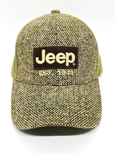 Jeep Tweed Accent Hat Adjustable Cap Embroidered Green and Brown.