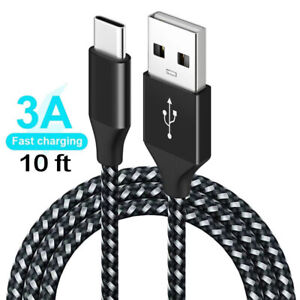 Braided USB C Type-C Fast Charging Data SYNC Charger Cable Cord 3/6/10FT