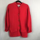 Vintage Crystal Kobe Cardigan Womens Medium Red 100% Wool Sweater Long Classic