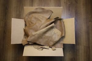 10 lb Box Brown Cowhide Remnants Scrap Leather Pieces Free Shipping