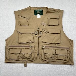 Vintage Orvis Fly Fishing Vest Mens Size Large Multi Pocket Zip Up Khaki