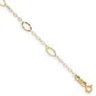 Solid 14K Yellow Gold Womens Oval Design Diamond Cut Cable Chain Bracelet 7