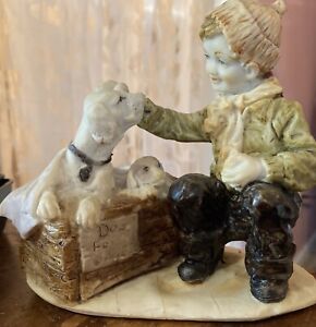Dog for Sale - Boys Best Friend! Figurine Boy Puppies Home Decor/ Resin