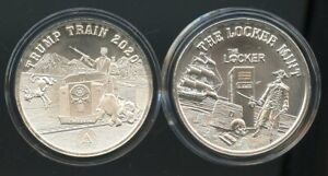 2 OZ TRUMP TRAIN 2020 Locker Mint .999 Fine silver Round RARE Donald Trump 48/75