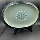 Vintage Mid Century Red Wing Pottery Green / Teal Flower Serving Platter Plate
