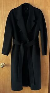 All Saints Maddison Black Double Breasted Wool Blend Felt Coat Size Large