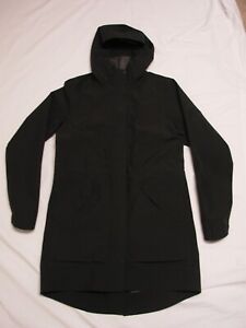 Women Sz Small REI Co-op Pike Street Trench Coat Black Hood Pockets EUC Tags