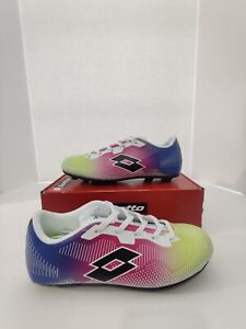 Lotto Soccer Cleats shoe Youth 5 Pink Blue Yellow Sector Outdoor Futbol  8352YMC
