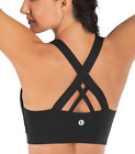 Criss-Cross Back Padded  Sports Bras Medium Support Yoga Bra with Removable Cups