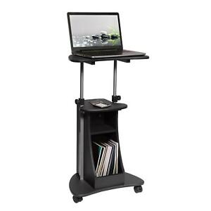 Adjustable Rolling Laptop Cart Storage Rack Computer Table Workstation Stand