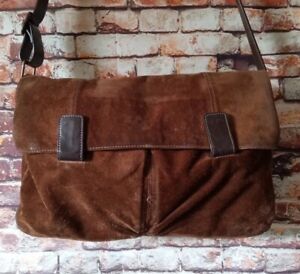 Wilsons Leather Brown Suede Distress Leather Messenger