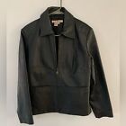 A.M.I. Leather Blazer Jacket Black Zip Up Size S
