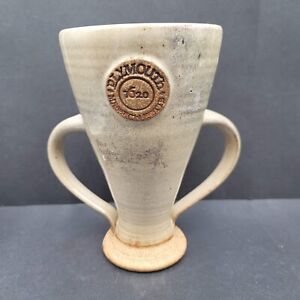 Hand Thrown Loving Cup Signed Studio Pottery Triple Handle Mug Plymouth 1690