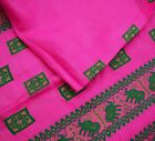 Vintage Rani Pink Sarees Pure Silk Hand Woven Indian Sari Fabric Sewing Ethnic