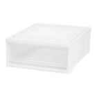 Plastic Clear Stackable Shallow Storage Drawers Chest Box, Space-saving, 22qt