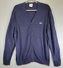 Lacoste L!ve Cardigan Men's Navy Blue Sweater Size 2XL Size 7 100% Cotton