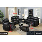 NEW SPECIAL - Reclining Sofa Loveseat - Black Faux Leather Living Room Setdu