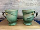 Pair Of Roseville Pine Cone Green Vintage Art Pottery Ceramic Mug 960-4
