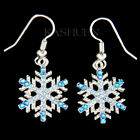 ~Blue SNOWFLAKE Earrings made with Swarovski Crystal Snow Holiday Winter Jewelry
