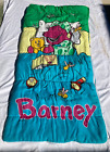 Vintage 1992 Barney Purple Dinosaur Youth Child Sleeping Bag GREAT CONDITION