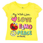 Sesame Street Girls ShortSleeve Tee Yellow WishList Love Elmo Peace 12M/2T/3T/4T