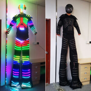 LED Robot Suit Clothes Stilts Walker Luminous Dance Cosplay Show Party Costume