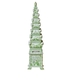 Green & White Tulipiere Tower Vase Multi-Tier Tulip Vase X-Large 42.5