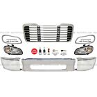 Steel Chrome Bumper w/ Headlights & Bezels Chrome LH RH Fit Freightliner M2 106