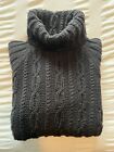 A|X Armani Exchange Men’s Chunky Black Cable Knit Turtleneck Sweater - Medium