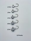 Live Bait Jig Heads 1/16-1/2oz - Short Shank - Unpainted - MADE IN USA! 25-Pack