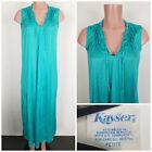 Vintage Kayser Green Nylon Pin Tucked Bodice Nightgown Slip Small Made In USA