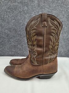 Laredo Western Boots Womens 9 Wide Leather Upper Low Heel Pull On Brown