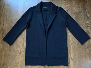 J.CREW Black 100% Merino Wool Open Front Sweater Blazer Cardigan XXS XS $148