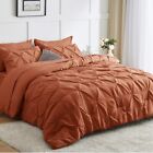 CozyLux Comforter Set 7 pcs Comforters Full Size Burnt Orange Pintuck Bed NEW